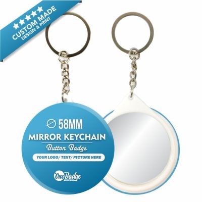 Custom Design & Print – Mirror Keychain Badge 58mm