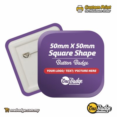 Square Button Badge 50mm x 50mm Custom Print 1