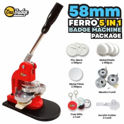 5 in 1 Button Badge Machine Package | Ferro Version | 25mm-75mm Button Badge Material Set For Business Starter