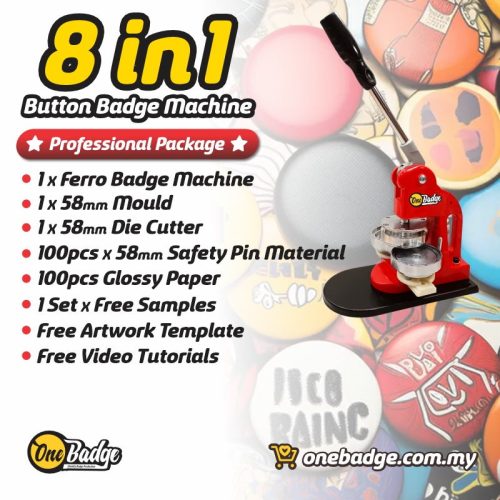 Button Badge Machine 8 in 1 (Professional Level) | Premium Button Badge ...