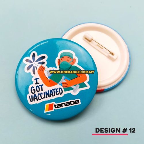 Vaccinated Button Badge Design #12