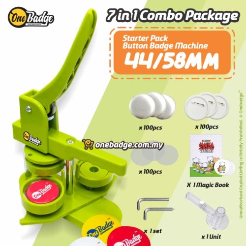Maika Green Button Badge Machine with 44mm/58mm Mould ( 7 in 1 Package ...