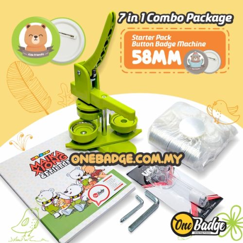 Maika Green Button Badge Machine with 44mm/58mm Mould ( 7 in 1 Package ...