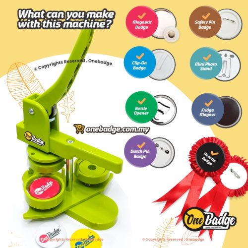 Maika Green Button Badge Machine with 44mm/58mm Mould ( 7 in 1 Package ...