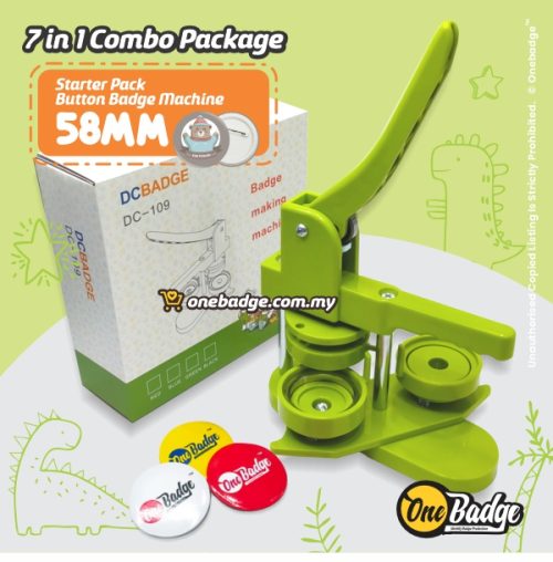 Maika Green Button Badge Machine with 44mm/58mm Mould ( 7 in 1 Package ...