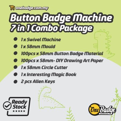 Maika Green Button Badge Machine with 44mm/58mm Mould ( 7 in 1 Package ...