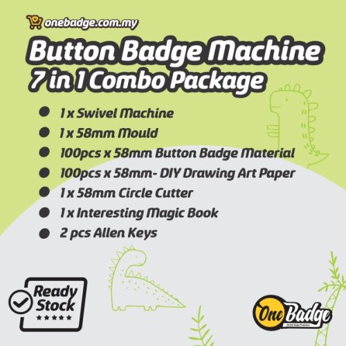 Maika Green Button Badge Machine with 44mm/58mm Mould ( 7 in 1 Package ...