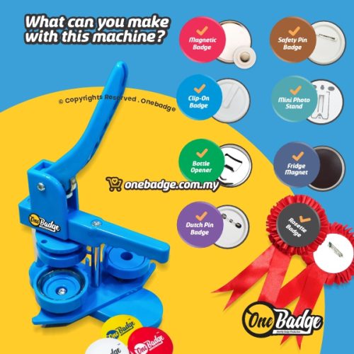 Maika Blue Button Badge Machine with 44mm/58mm Mould (7 in 1 Package ...