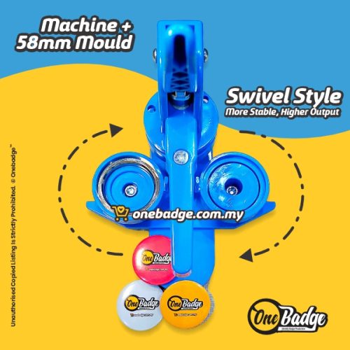 Maika Blue Button Badge Machine with 44mm/58mm Mould (7 in 1 Package ...