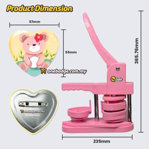 Pink Heart Shape Button Badge Machine | 7 in 1 Package Love Shape Maika ...