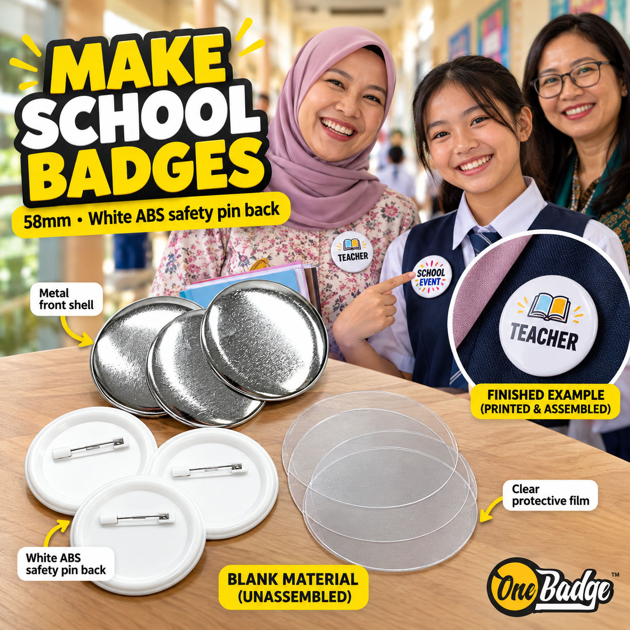 58mm Button Badge Material for Schools